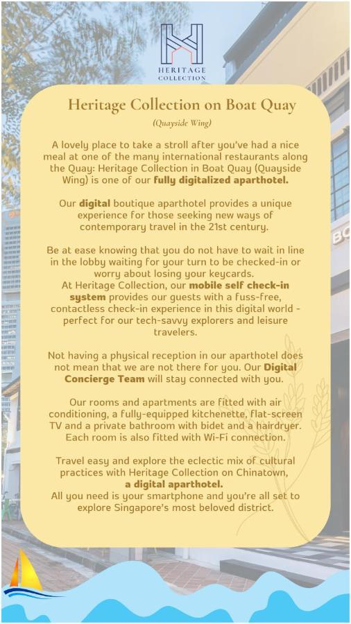 Heritage Collection On Boat Quay - Quayside Wing - Mobile App Check-in Aparthotel 3*